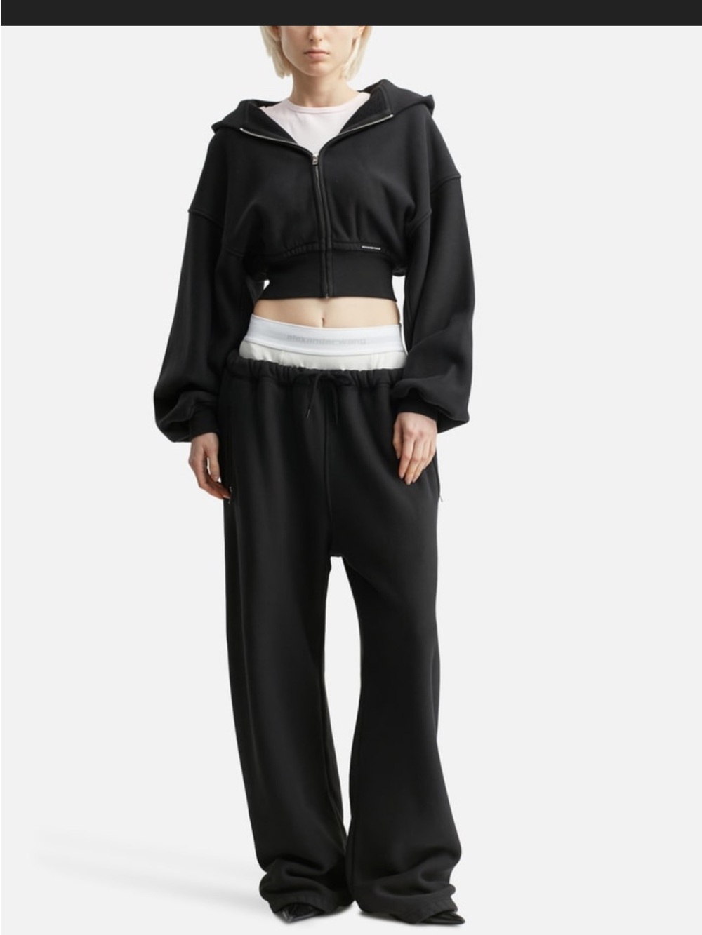 Alexander Wang Black Sweatpant with White Waistband
